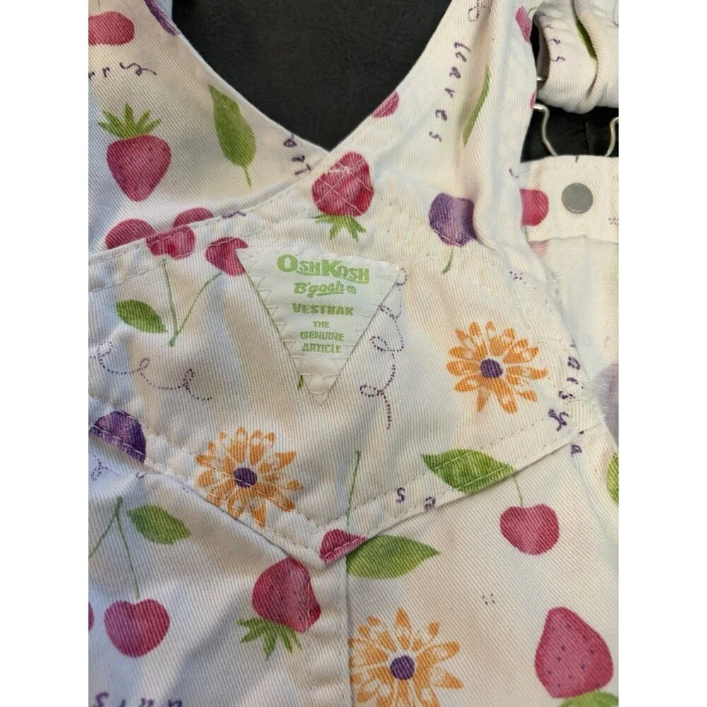 Vintage Rare Fruit Print OshKosh B'gosh Overalls 3T